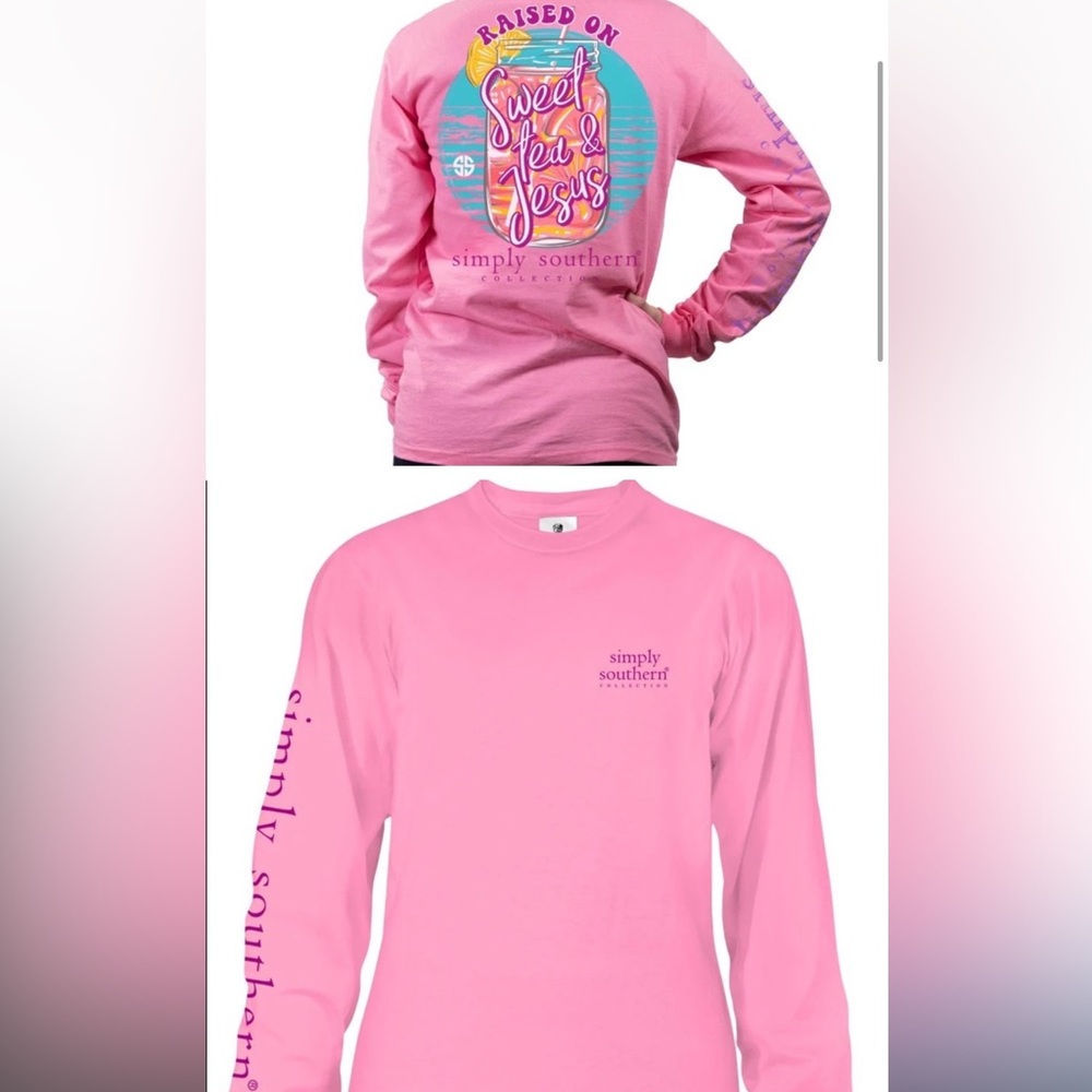 Simply Southern Raised On Sweet Tea & Jesus Long Sleeve Shirt Small